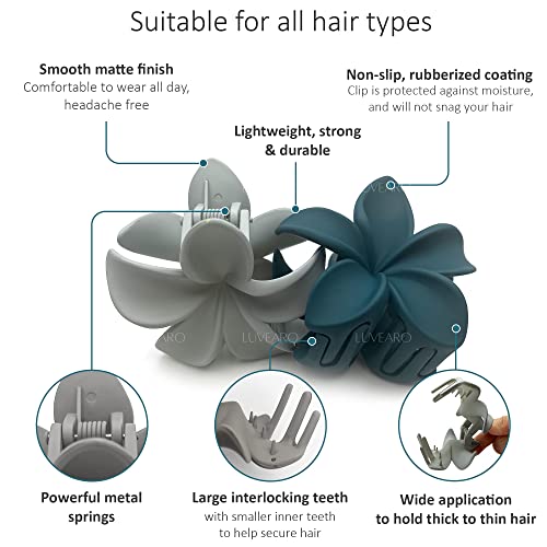 Flower Hair Clips for Women 2.8 Inch for Thick Thin Curly Hair Accessories, Cute Girl Gifts, Strong Hold, Decorative Matte Colors