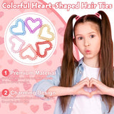Class Valentines Day Gifts for Kids Girls with 24 Pack Heart Hair Ties Hair Bands with Girls Valentines Cards School Valentines Hair Accessories for Classroom Exchange