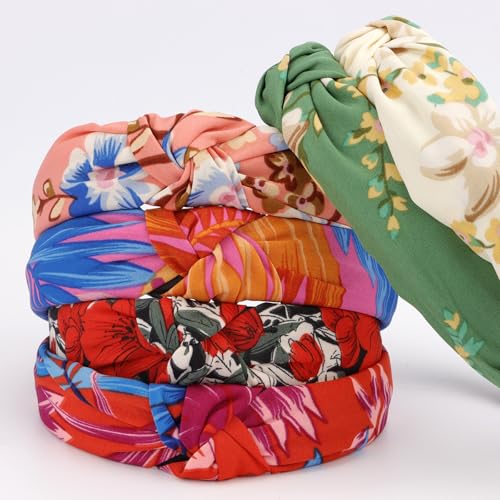 VELSCRUN Headbands for Women Girls 12 Pack Stylish Top Knotted Headbands Flower Headband For Women's Hair Non Slip Women Fashion Head Bands Wide Hairband Mom Sisters Hair Accessories