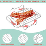 2 Packs Air Fryer Racks with 100pcs Liners for Ninja Foodi DZ401/ DZ201 and Other 8-10 QT Dual Air Fryer, Parchment Paper & Stainless Steel Toast Rack for Air Fryer 2 Basket Liners Accessories