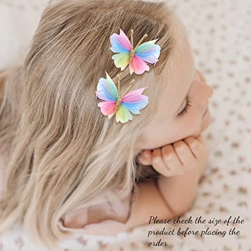 Oaoleer Hair Clips, 10PCS Mini Butterfly Hair Barrettes, 2" Tulle Mesh, Colorful Butterfly Hair Accessories for Baby Girls Women Halloween Cosplaying Party Decor