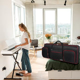 SNIGJAT 76 Key Keyboard Case Soft (Interior: 48.4"x 18"x6.1"), Padded Piano Case with Handle and Adjustable Shoulder Straps, Keyboard Gig Bag with 3 Pockets for Instrument Parts and Accessories