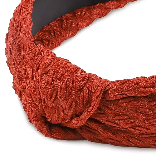 YISSION 4PCS Knotted Headbands for Women Girls Non Slip Wide Headband Fashion Head Bands Top Knot Headband for Women Black White Red Brown Headband Neutral Hairband Hair Accessories for Women