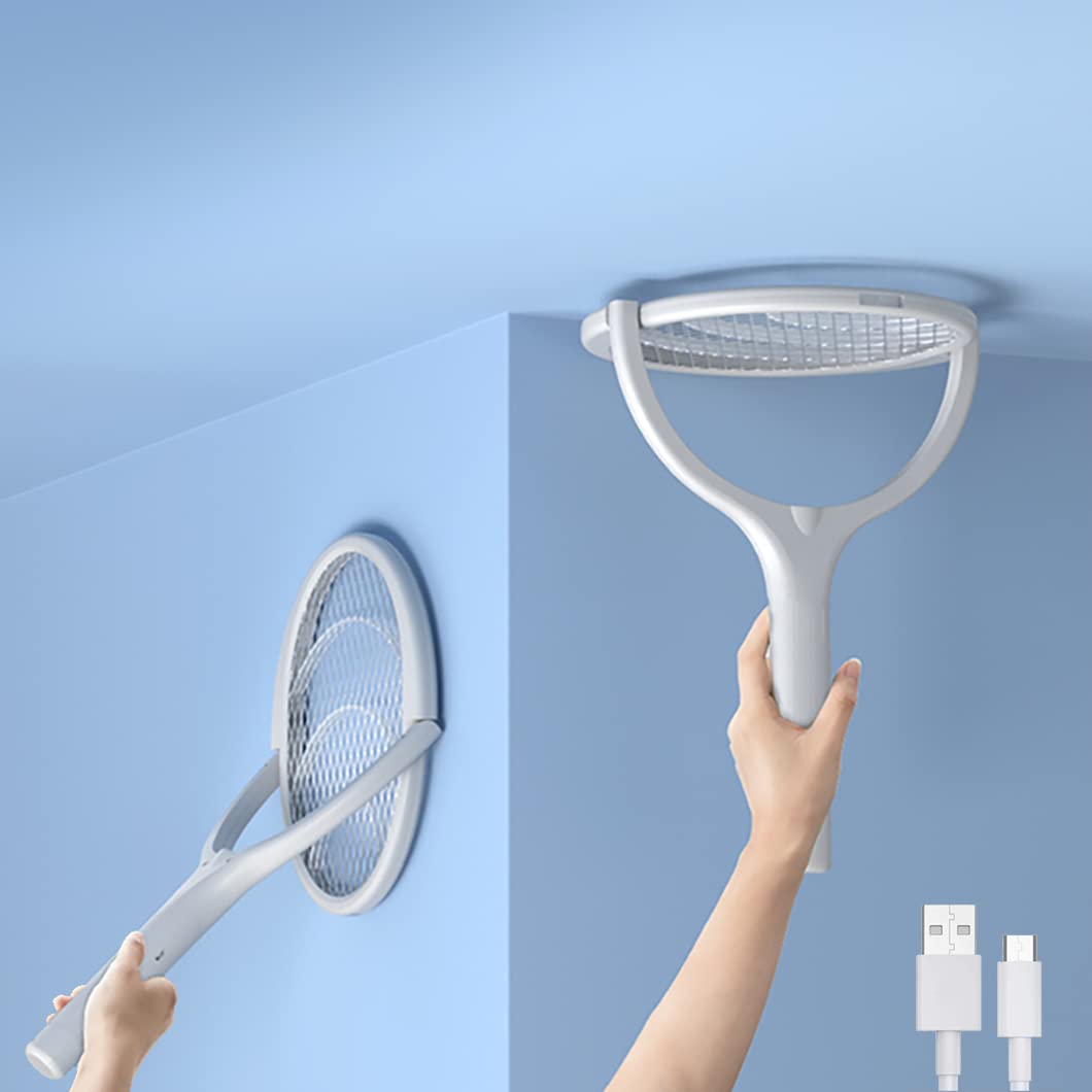 2-Pack Anne Diary Electric Bug Zapper Racket Mosquito Fly Gnat Wasp Killer USB Type-C Rechargeable Swatter Indoor Rotating Head