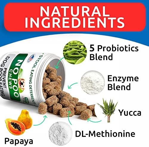 BARK&SPARK NO Poo Treats - Prevent Dog Poop Eating - Coprophagia Treatment - Stool Eating Deterrent - Probiotics & Enzymes - Digestive Health + Breath Aid - 120 Soft Chews - USA Made - Bacon Flavored