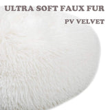 otoez Kitten Puppy Bed Extra Small XS Round Dog Cat Beds Anti Anxiety Plush Pet Calming Donut Bed with Non-Slip Waterproof Bottom, Washable (15.7", White)