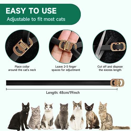 4 Pack Flea Collar for Cats, Cat Flea and Tick Treatment, 8 Months Protection Flea and Tick Prevention for Cats, Waterproof Cat Flea Collar, Adjustable Cat Flea and Tick Collar for Cats Kittens, Black