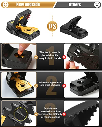 6 Pack Mouse Traps, Large Rat Trap for Home, Instant Kill Trap for Indoor, Reusable Sanitary Safe Mice Traps, Quick Effective Mouse Catcher for Family and Pet