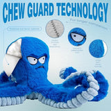 LEGEND SANDY Tough Dog Toys, Stuffed Dog Chew Toys, Large Dog Toys to Keep Them Busy, Interactive Dog Toys, Squeaky Dog Toys, Tug of War Dog Toy, Crinkle Dog Toy (Blue Octopus)