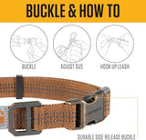 Carhartt Fully Adjustable Nylon Webbing Collars for Dogs, Reflective Stitching for Visibility, Light Moss (Nylon Webbing), Large