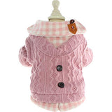 Dog Princess Sweater for Small Dogs Thick Shirt Plaid Clothes Costume Pet Girl Cute Coat Outfits Fall Costumes Winter Dog Sweaters (M,Pink)