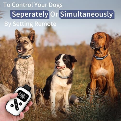 PetJoy 3 Dog Shock Collar for Large Dogs, Automatic Bark Collar with Remote, Bark and Training Collar Combo, Shock Collar with 5 Adjustable Levels of Sensitivity to Suit All Breeds of Dogs