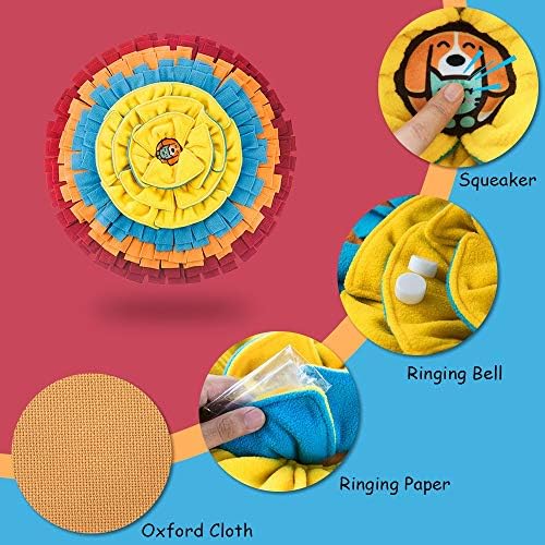 Pet Snuffle Mat for Dogs, Interactive Feed Game for Boredom, Encourages Natural Foraging Skills for Cats Dogs Bowl Travel Use, Dog Treat Dispenser Indoor Outdoor Stress Relief (red)