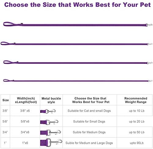 AMAGOOD 6 FT Puppy/Dog Leash, Strong and Durable Traditional Style Leash with Easy to Use Collar Hook,Dog Lead Great for Small and Medium and Large Dog (5/8 in x 6 ft, Black and Purple(2-Pack))