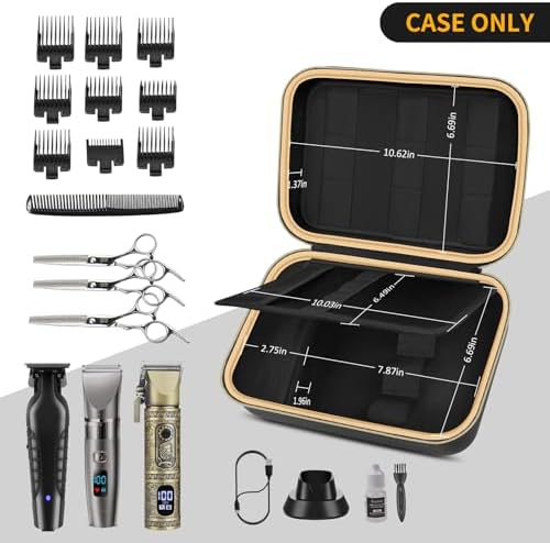 Boobowl Barber Accessories Bag for Clippers and Supplies, Mens Hair Trimmers Box, Portable Clipper Storage Holder for Hair Cutting, Guard Grooming Kit and Barbers Supplies (Bag Only)-Dark Black