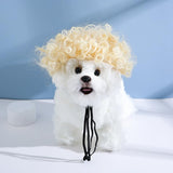 Spa Day Dog Costume Cosplay Wig, Curly Hair Pet Cat Wigs for Halloween Parties Dog Hats Wigs for Small Medium and Large Dogs Adjustable(Pet Head Circumference 6-27 inches)