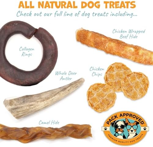 Camel Skin Dog Chews for Aggressive Chewers - Hypoallergenic Natural Collagen Sticks for Dental Health & Protein Boost - Long Lasting Treats for Large Dogs