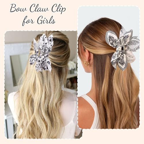 Bow Claw Clips Bow Hair Clips White 3PCS Big Hair Bows for Women Butterfly Hair Clips for Styling Large Hair Clips for Thick Hair for Girls Hair Accessories for Women