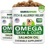 BARK&SPARK Omega 3 for Dogs - 360 Fish Oil Treats for Dog Shedding, Skin Allergy, Itch Relief, Hot Spots Treatment - Joint Health - Skin and Coat Supplement - EPA & DHA Fatty Acids - Salmon Oil