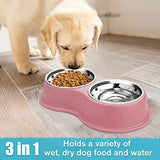 Dog Bowls Double Dog Water and Food Bowls Stainless Steel Bowls with Non-Slip Resin Station, Pet Feeder Bowls for Puppy Medium Dogs Cats