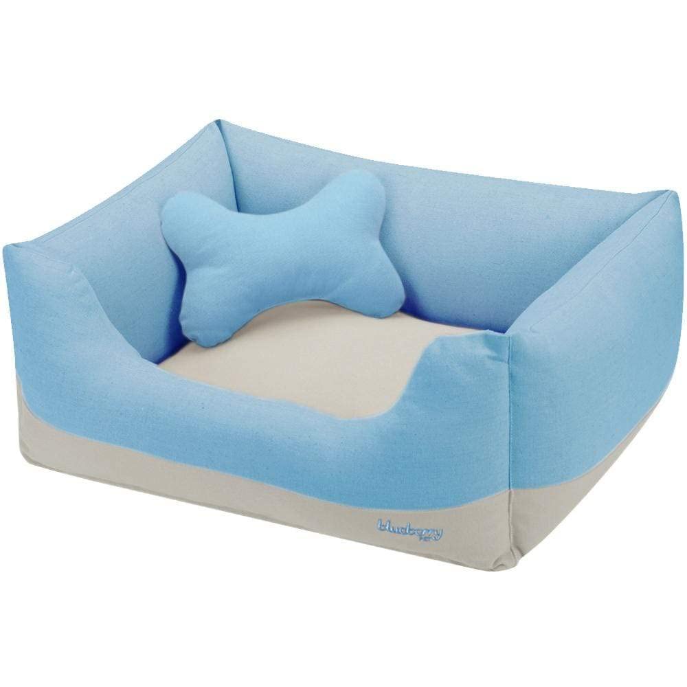 Blueberry Pet Fully Removable Washable Dog Bed, Heavy Duty Pet Bed w/Durable YKK Zippers, 25" x 21" x 10", 6 Lbs, Baby Blue & Beige Color-Block Beds for Cats & Dogs