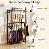Guitar Stand for Acoustic Holder, Electric Guitar, Bass, Ukulele, Multiple Guitar Rack Holder, Floor Adjustable for Guitars, Guitar Amp Accessories, for Home Music Studio, Rustic Brown GSHR6701