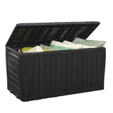 Keter Marvel Plus 71 Gallon Resin Deck Box-Organization and Storage for Patio Storage Box Outdoor Cushions, Throw Pillows, Garden Tools and Pool Accessories, Dark Grey