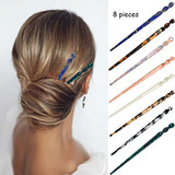 8 Pieces Acetate Hair Sticks Leopard Print Hair Pins, Tortoise Shell Hairpin Vintage Hair Chopsticks Retro Hairpins Disk, Hair Accessories for Women Girls
