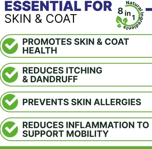 Omega 3 for Dogs - for Dry Itchy Skin - Fish Oil Chews - Skin & Coat Supplement - Itch Relief, Allergy, Anti Shedding, Hot Spots Treatment - w/EPA & DHA - Vitamins - Made in USA-120 Treats