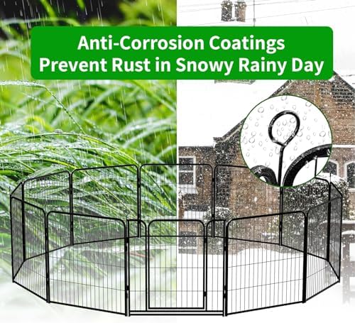 Dog Playpen Outdoor Extra Wide 24 Panels Heavy Duty Dog Fence 40" Height Anti-Rust with Doors Portable for RV Camping Yard, Total 63FT, 316 Sq.ft, Snowy Black