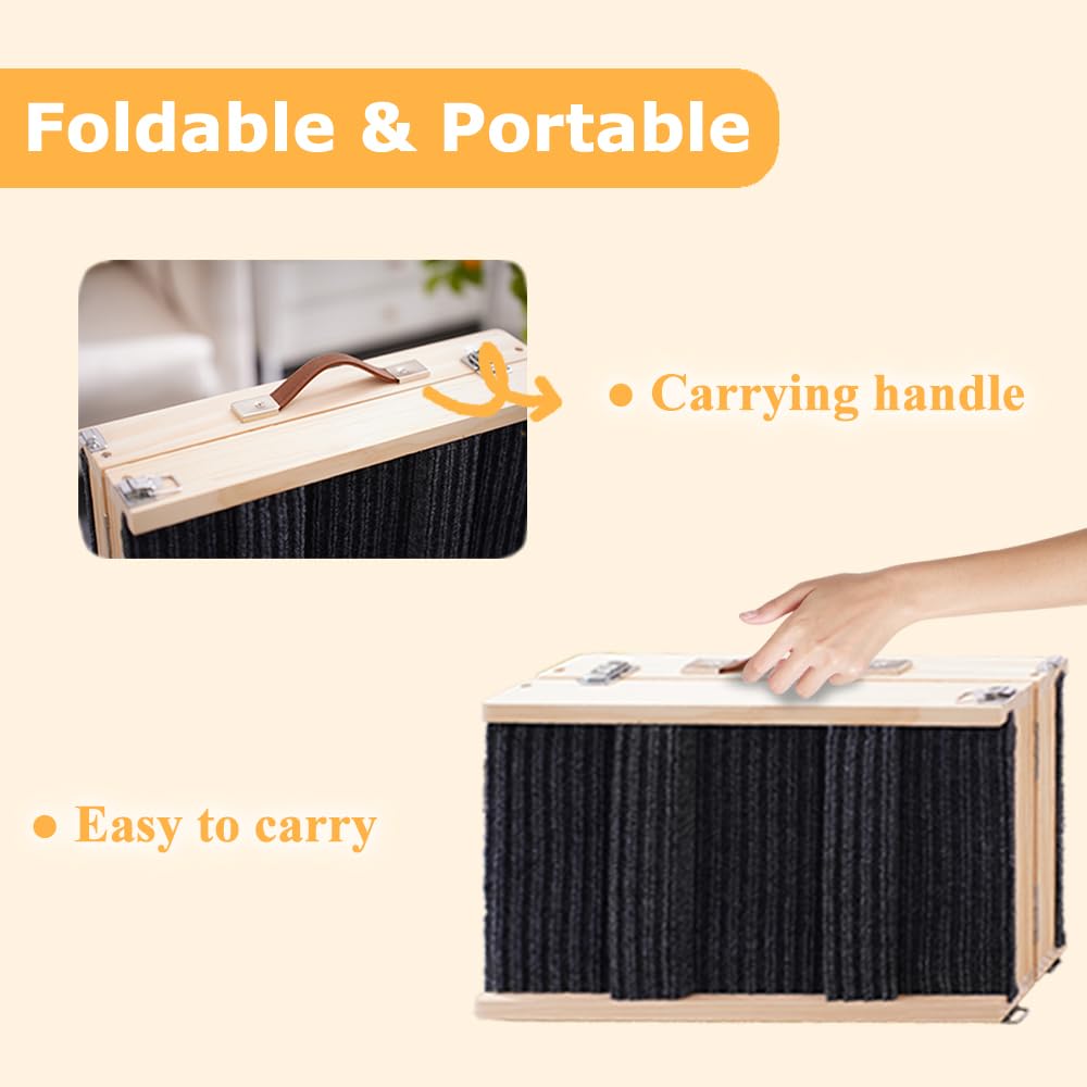 Aitakatta Adjustable Dog Ramp, Portable Folding Pet Ramp, 32" Long Wooden Pet Ramp for Bed with Non-Slip Traction Mat for Small Dogs, Dog Climbing Ladder for Sofa, Bed, Couch,Car(LGPT1,Gray)