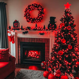 JMEXSUSS Red Halloween Decor String Lights Outdoor Indoor, 66ft 200 LED Red Christmas Lights Clear Wire, 8 Modes Red Halloween Twinkle Fairy Lights Plug in for Halloween Tree Room Party Decorations