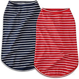 Koneseve Dog Shirt Vest Lightweight Stretchy Dog T-Shirts Soft Cool Shirts Sleeveless Stripe Vests Breathable Clothes for Puppy Kitty Cat Small Medium Large Dogs 2 Pack Red + Blue [M/Medium]