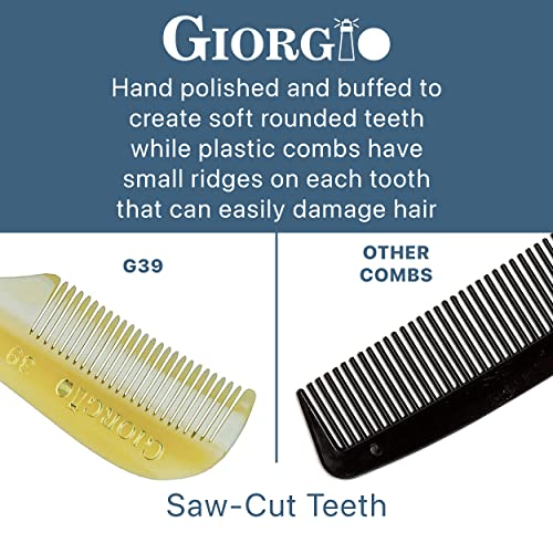 Giorgio G39 Extra Small Men's Fine Toothed Beard and Mustache Comb for Facial Hair Grooming and Styling. Add this pocket comb to your hair styling accessories, Saw-Cut and Hand Polished (2.75")