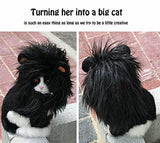 Onmygogo Lion Mane Wig for Cats, Funny Pet Cat Costumes for Halloween Christmas, Furry Pet Clothing Accessories (Size M, Black)