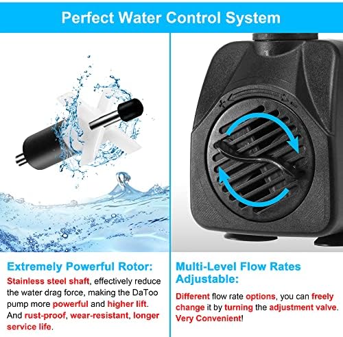 160GPH 10W Submersible Water Pump Fountain Pump Ultra Quiet For Aquariums Fish Tank Pond Fountain Statuary Water Feature Hydroponics