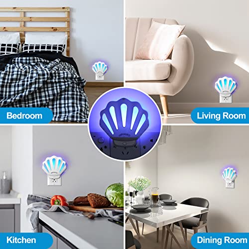 INRAGEO Flying Insect Trap HU002 Plug-in Fly Trap Indoor, Electric Bug Killer Indoor Gnat Catcher Fly Tapper with Night Light UV Attractant Catcher for Bedroom, Kitchen, Office (2 Pack, White)