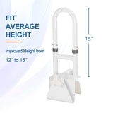 HEPO Grab Bars for Bathtubs and Showers, Adjustable Bathtub Safety Rail for Seniors, Tub Grab Bar for Bathroom, Assistance Bathtub Handle Clamp for Elderly Bath Support, White