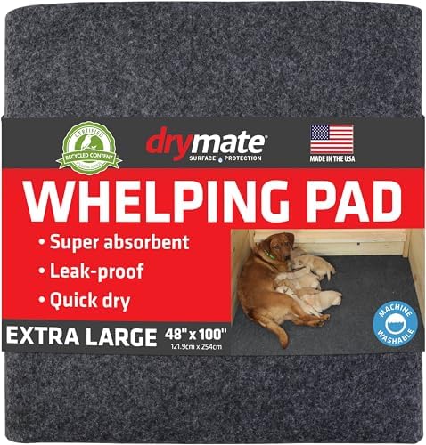 Drymate Whelping Box Liner Mat, Washable and Reusable Dog Puppy Pee Pad, Absorbent, Waterproof, Durable, Can Be Cut to Fit (USA Made) (48" x 100")