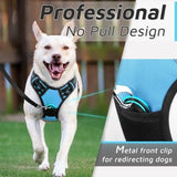 Eagloo Dog Harness Large Breed, No Pull Service Vest with Reflective Strips and Control Handle, Adjustable and Comfortable for Easy Walking, No Choke Pet Harness with 2 Metal Rings, Sky Blue, XL