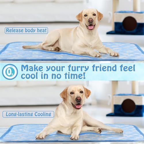 Rywell Self-Cooling Mat for Dogs Small,Cats,Rabbit&Guinea Pig cage Liners 24'' x 18''- Endothermic Color Changing Arc-Chill Cooling Fiber - Washable Non-Toxic Summer Pet Bed, Non-Slip, Foldable