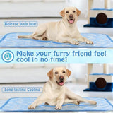 Rywell Self-Cooling Mat for Dogs Small,Cats,Rabbit&Guinea Pig cage Liners 24'' x 18''- Endothermic Color Changing Arc-Chill Cooling Fiber - Washable Non-Toxic Summer Pet Bed, Non-Slip, Foldable
