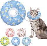 Cat Cone Collar Soft, Adjustable Cat Recovery Collars Kitten Cones to Stop Licking, Cute Donut E Collar After Surgery, Anti-Lick Wound Healing Elizabethan Collar for Kitten(Blue Daisy, Medium)