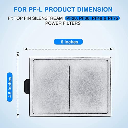 HiTauing 8 Pack PF-L Carbon Cartridge for Top Fin Silenstream PF20, PF30, PF40 and PF75 Power Filters