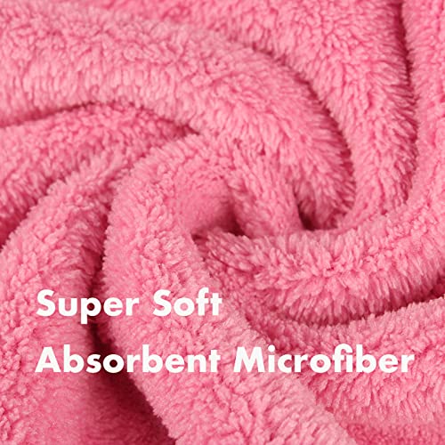 Pawyee Super Soft Fast-Drying Dog Towel Microfiber Bath Robe Design for Cats and Dogs (Medium, Pink Dino)