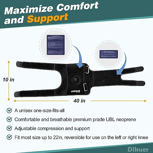 Knee Ice Pack Wrap Around Entire Knee After Surgery, Adjustable Velcro Knee Brace with 2 Size Reuseable Cold/Hot Gel Ice Pack for Knees Replacement with Cold Compression, Relief for Arthritis Pain