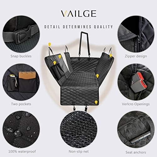 Vailge Dog Seat Cover for Back Seat, 100% Waterproof with Mesh Window, Scratch Prevent Anti-slip Dog Car Hammock, Standard