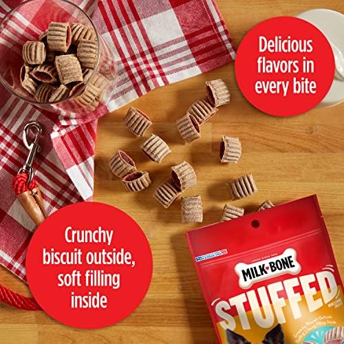 Milk-Bone Stuffed Dog Treats with Real Bacon & Beef, 10 Ounce (Pack of 5), Crunchy Biscuit with Soft & Chewy Filling