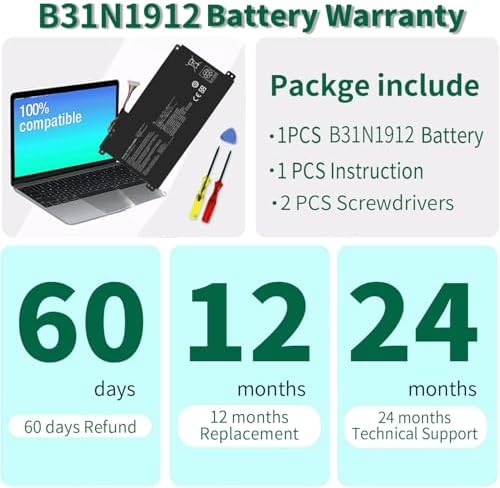 DMKAOLLK 42Wh B31N1912 C31N1912 Battery Replacement for Asus VivoBook 14 E410M E410MA L410M L410MA E410KA F414MA-CL E510KA L510MA R522MA Vivobook 14 E410MA-EK017TS Notebook 11.5V Vivobook L410M-15