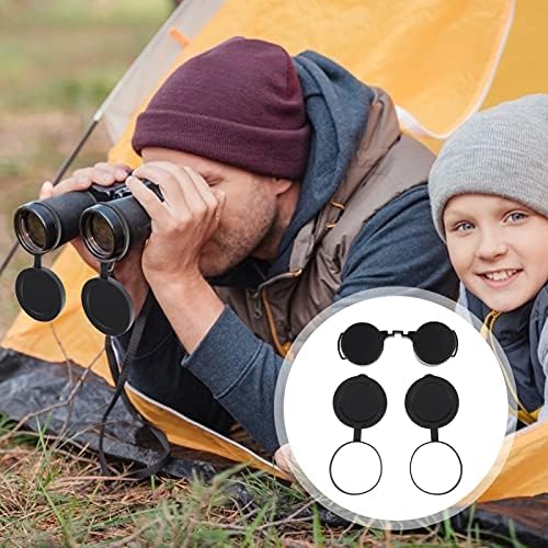 3Pcs Rubber Objective Lens Cover Eyepiece Flip- Open Scope Cover for Binoculars Telescope Accessories (Black)